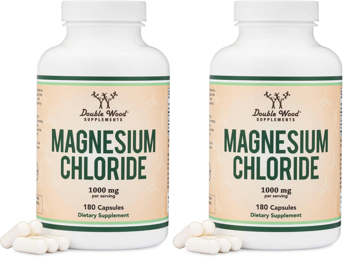 Double Wood Magnesium Chloride – 180 Capsules, 1000 mg per Serving, Supports Digestive & Bone Health – Non-GMO & Gluten Free (Pack of 2) BritishVita | Premium UK Vitamins & Wellness Supplements