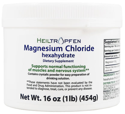 1 Pound Magnesium Chloride Hexahydrate – Pharmaceutical Grade, EUR/BP/USP | Third-Party Tested | Heiltropfen Crystal Powder