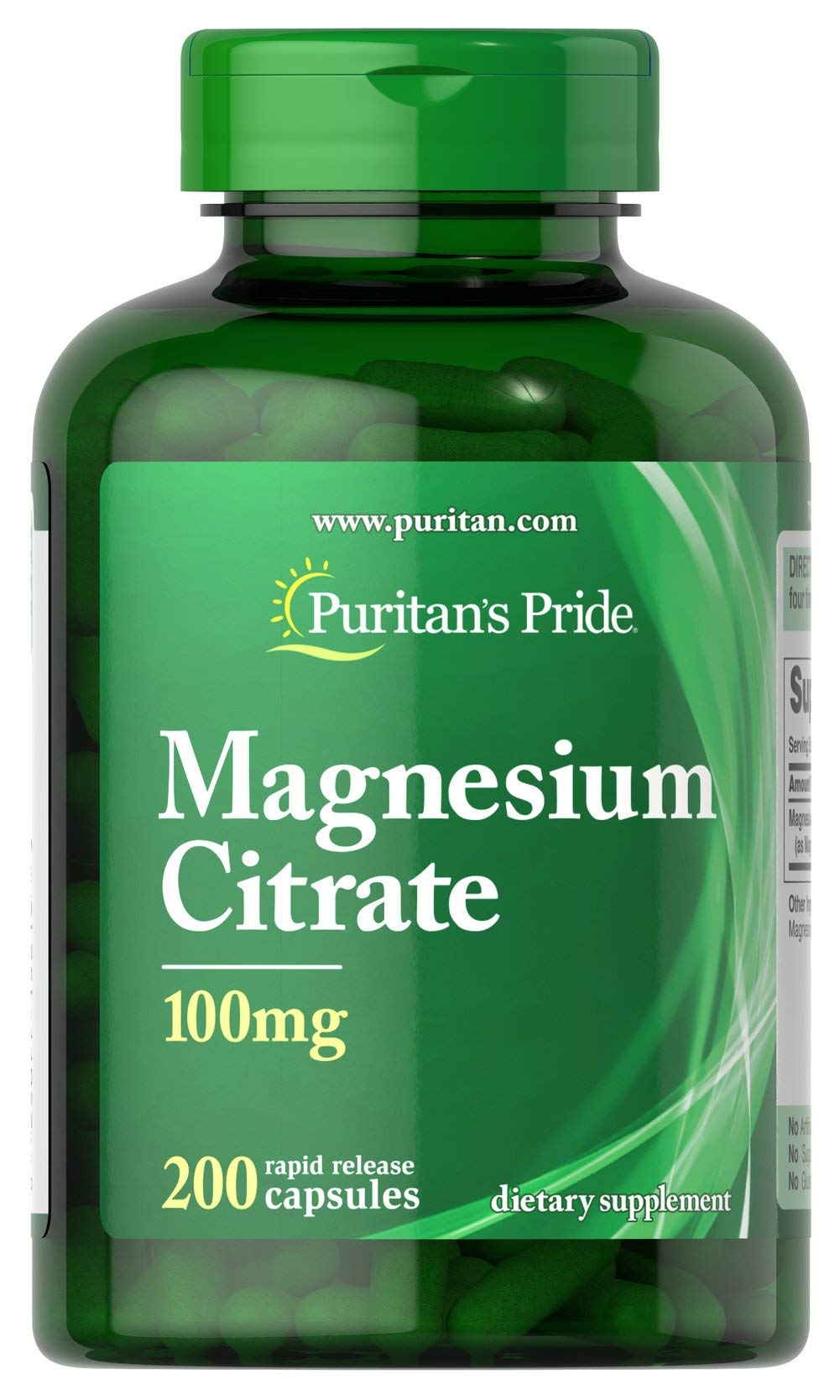Magnesium Citrate 100 mg - 200 Count | Calm Mood | Puritan's Pride
