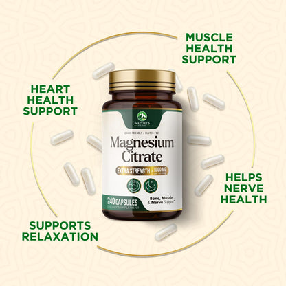 Magnesium Citrate 1000mg - High Absorption Magnesium, 240 Capsules