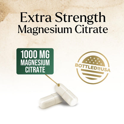 Magnesium Citrate 1000mg – High Absorption Magnesium Supplement (180 Capsules) – Non-GMO