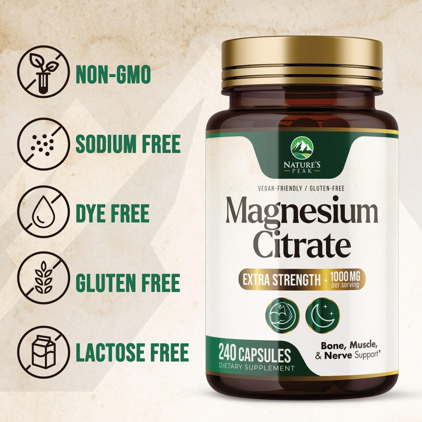 Magnesium Citrate 1000mg - High Absorption Magnesium, 240 Capsules