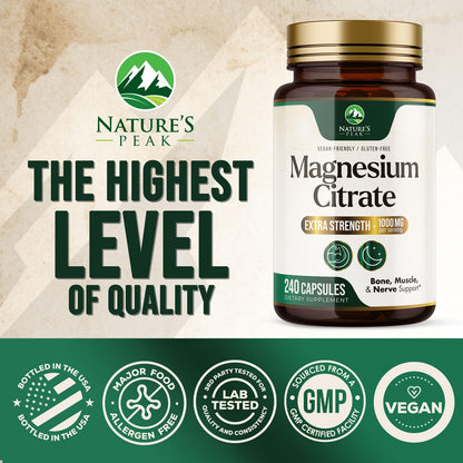 Magnesium Citrate 1000mg - High Absorption Magnesium, 240 Capsules