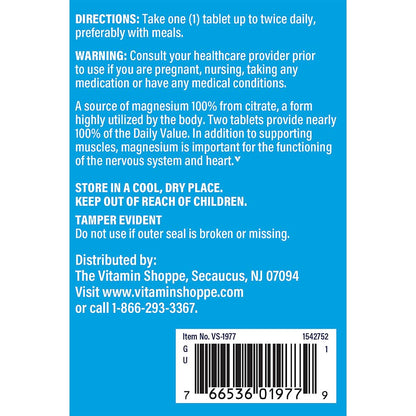Magnesium Citrate 200mg Tablets – The Vitamin Shoppe (300 Tablets)