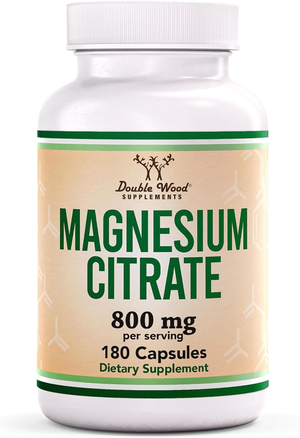 Magnesium Citrate 800mg - 180 Capsules | Digestion & Constipation Support | Vegan, Non-GMO | Double Wood Supplements