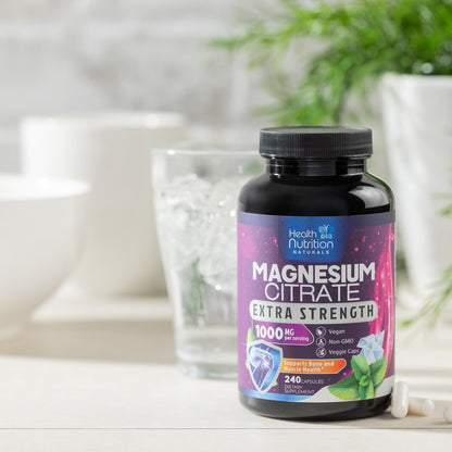 Magnesium Citrate Capsules 1000mg - High Absorption Magnesium for Muscle, Nerve, Bone & Heart Health | 240 Capsules