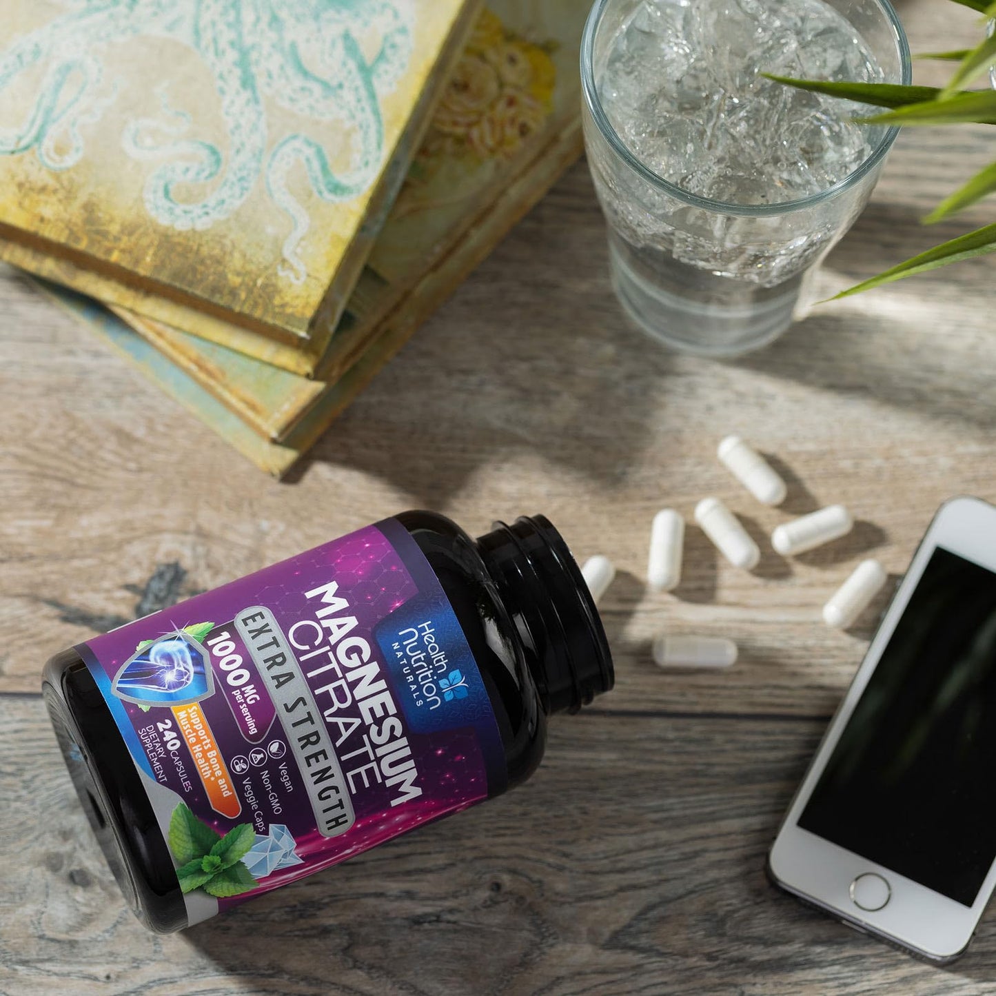 Magnesium Citrate Capsules 1000mg - High Absorption Magnesium for Muscle, Nerve, Bone & Heart Health | 240 Capsules
