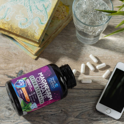 Magnesium Citrate Capsules 1000mg - High Absorption Magnesium for Muscle, Nerve, Bone & Heart Health | 240 Capsules