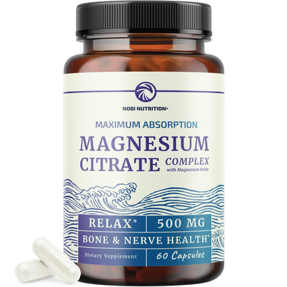 Magnesium Citrate Complex 500 MG | Digestive & Calm Support, 60 Caplets