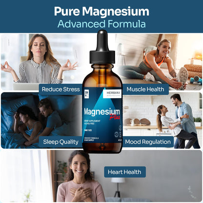 Triple Complex Magnesium Liquid Drops 4 oz – High-Absorption Mg Citrate, Glycinate & L-Threonate with B6, D & C