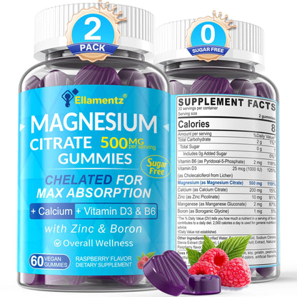 Magnesium Citrate Gummies 500mg – Sugar Free for Women & Men | Mood & Sleep Support