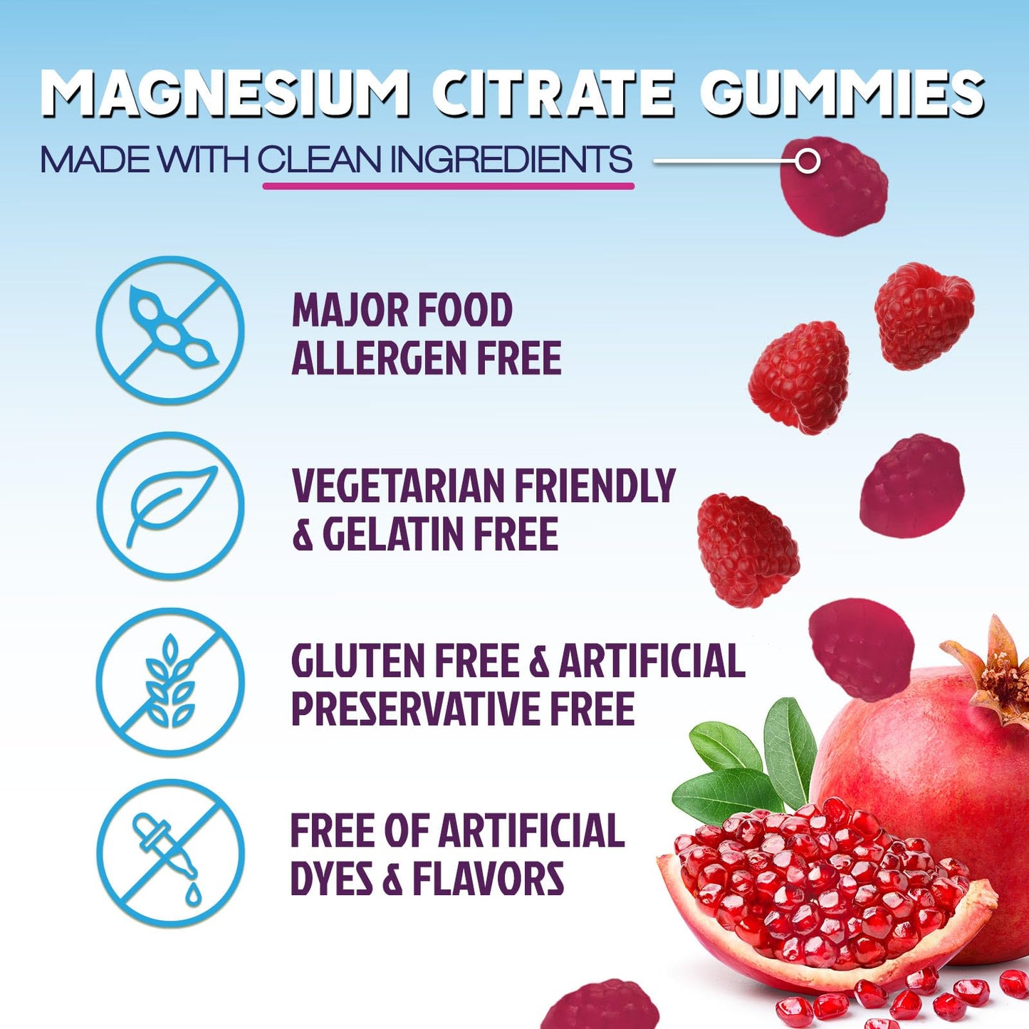 Magnesium Citrate Gummies – High-Absorption for Adults & Kids (60 Gummies)