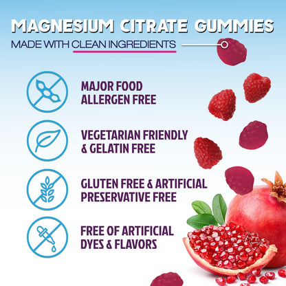 Magnesium Citrate Gummies – High-Absorption for Adults & Kids (60 Gummies)