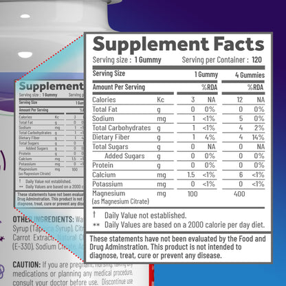 Magnesium Citrate Gummies - Sugar-Free, Vegan, Cherry | 120 Chews