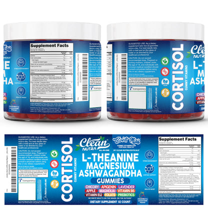 Clean Nutra Cortisol Gummies – L-Theanine, Magnesium & Ashwagandha