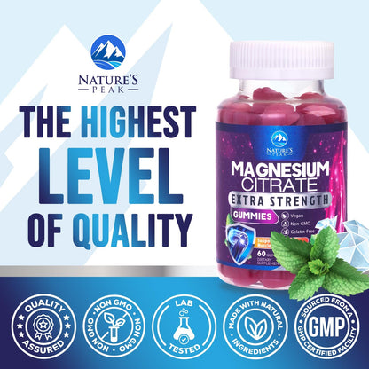 Magnesium Citrate Gummies – High-Absorption for Adults & Kids (60 Gummies)