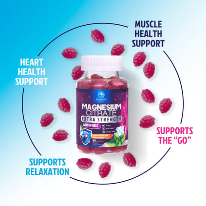 Magnesium Citrate Gummies – High-Absorption for Adults & Kids (60 Gummies)