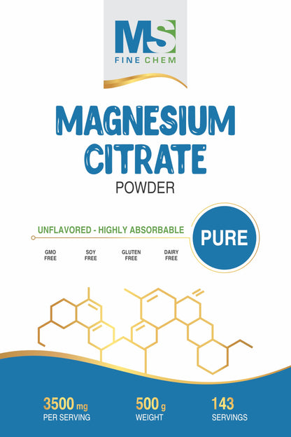 Magnesium Citrate Powder 500g – 400 mg Magnesium, Gluten Free