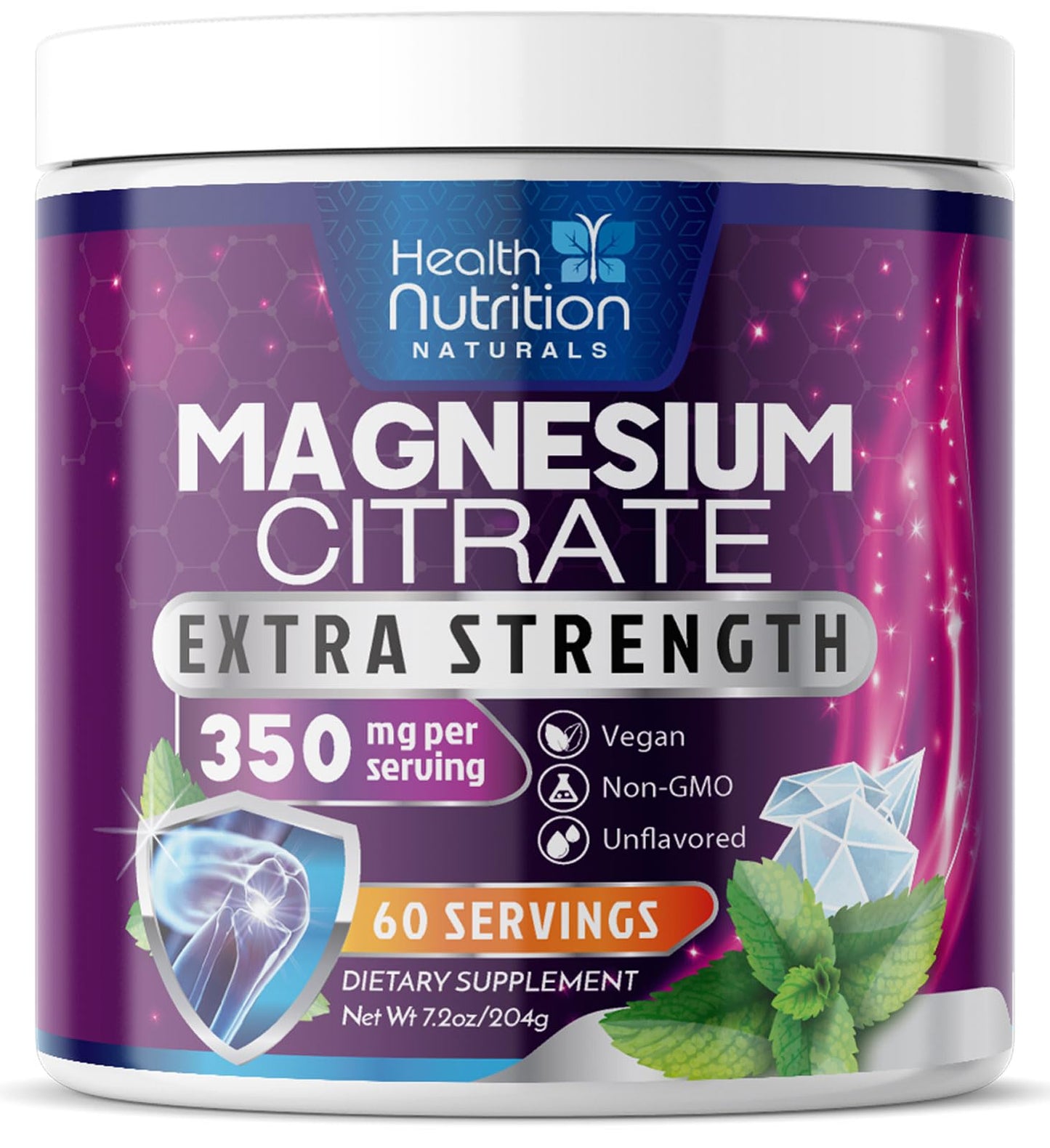 Magnesium Citrate Powder Drink Mix (60 Servings) - Aquamin Magnesium | Sugar Free, Gluten Free, Vegan