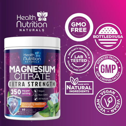 Magnesium Citrate Powder Drink Mix (60 Servings) - Aquamin Magnesium | Sugar Free, Gluten Free, Vegan