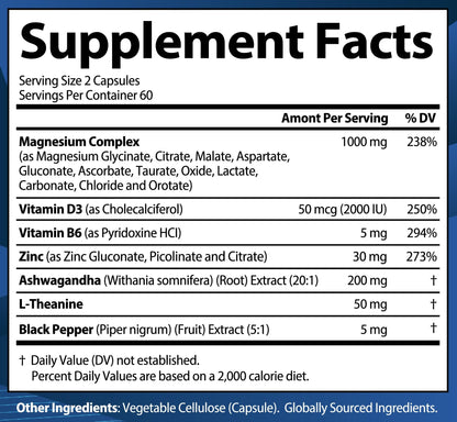 Magnesium Complex 12-in-1 1000mg | Sleep & Stress Support | USA (120 Capsules)