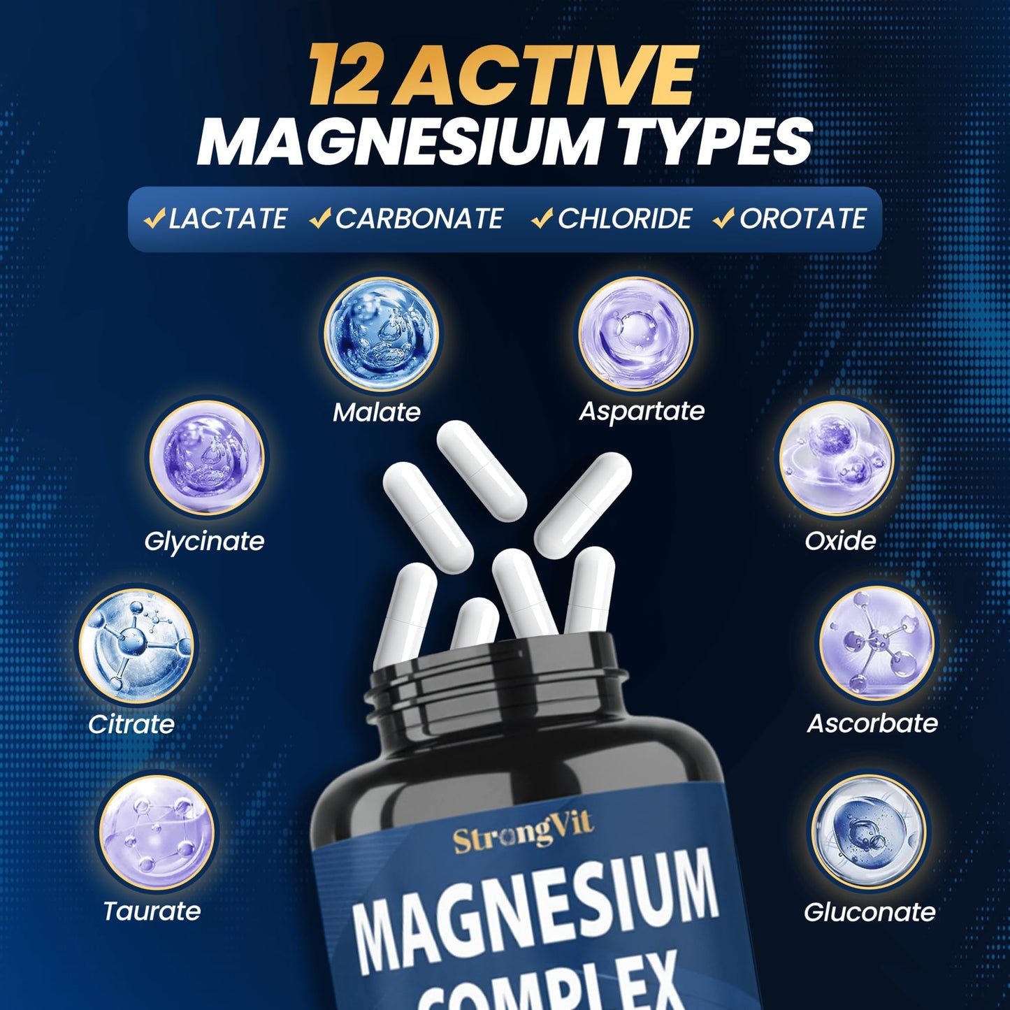 Magnesium Complex 12-in-1 1000mg | Sleep & Stress Support | USA (120 Capsules)