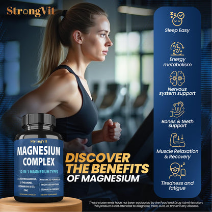 Magnesium Complex 12-in-1 1000mg | Sleep & Stress Support | USA (120 Capsules)
