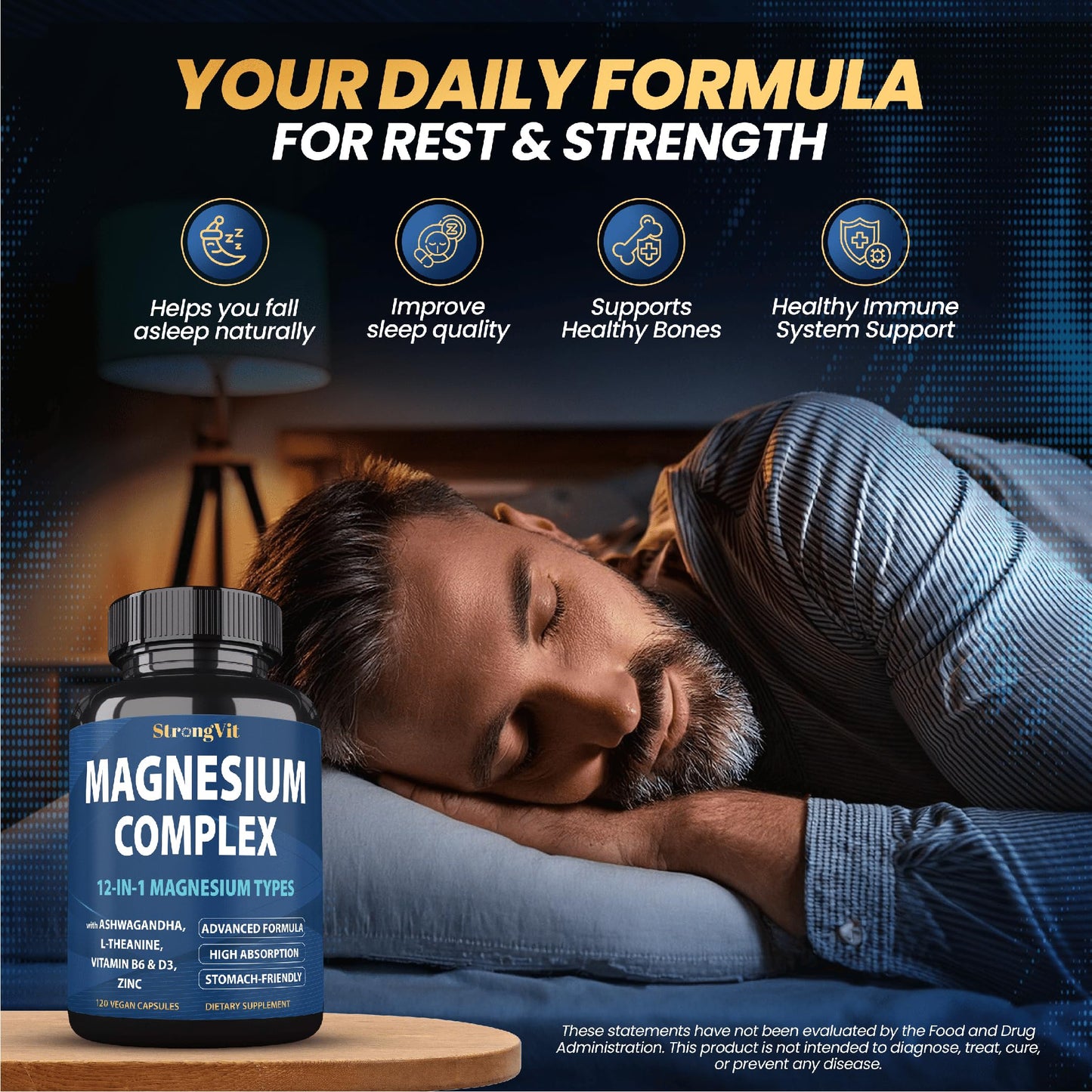 Magnesium Complex 12-in-1 1000mg | Sleep & Stress Support | USA (120 Capsules)