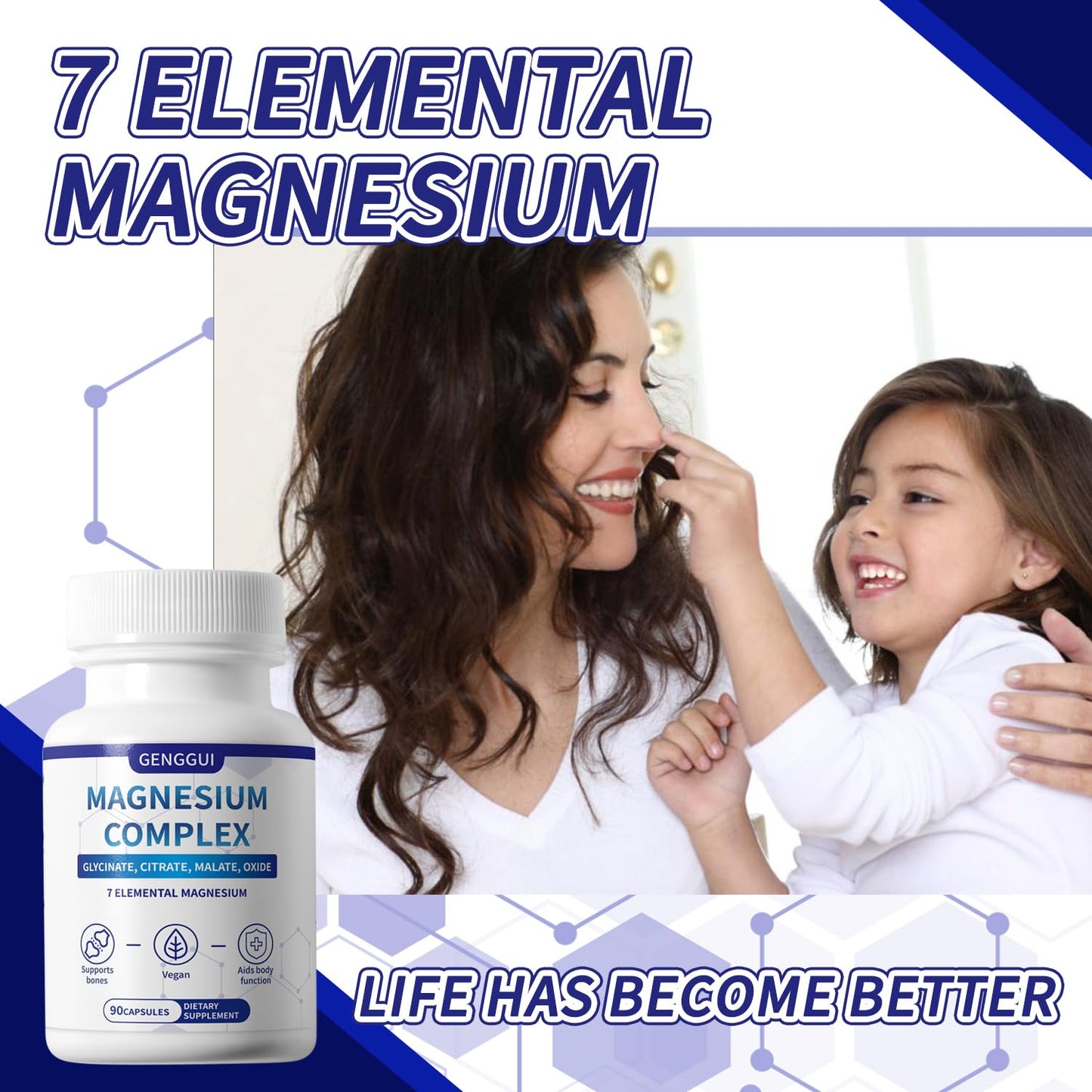 Magnesium Complex 1000mg – 8 Forms (Glycinate, Citrate, Malate) – Vegan, Non-GMO
