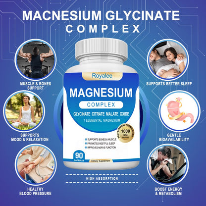 Magnesium Complex 1000mg – 7 Forms for Relaxation, Muscle & Bone Support | 90 Capsules