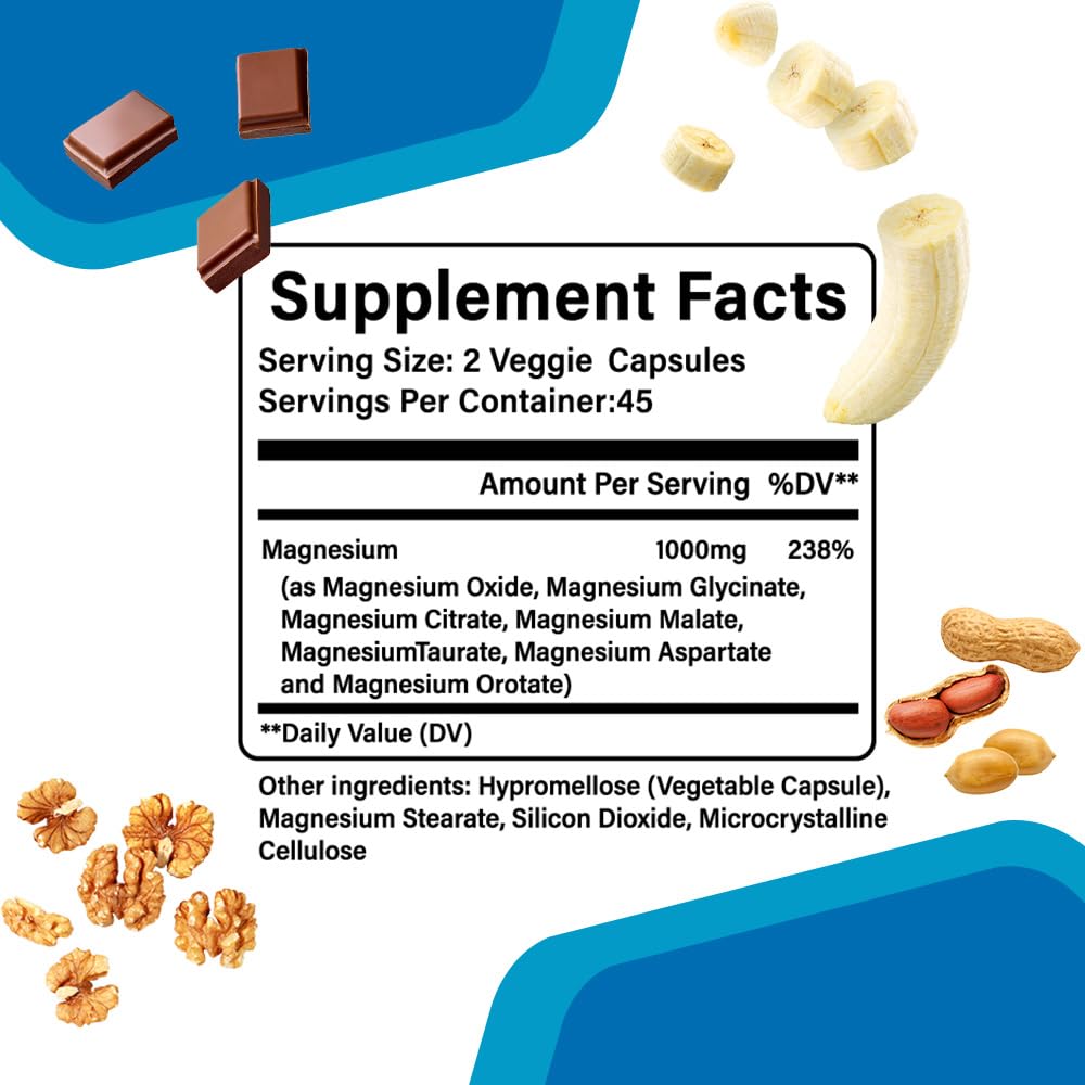 Magnesium Complex 1000mg – 7 Forms for Relaxation, Muscle & Bone Support | 90 Capsules