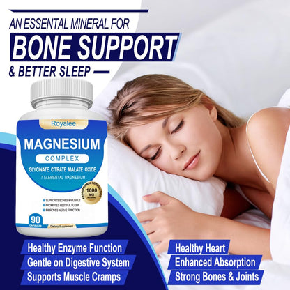 Magnesium Complex 1000mg – 7 Forms for Relaxation, Muscle & Bone Support | 90 Capsules