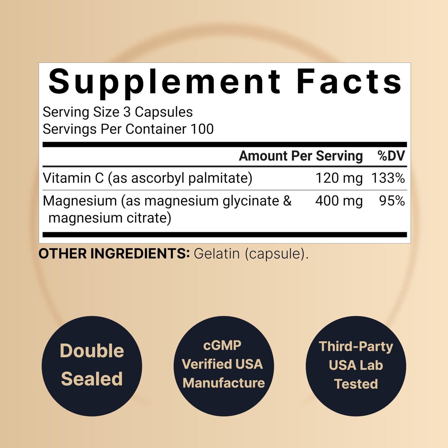 Magnesium Complex 400mg | 300 Capsules | Glycinate & Citrate | Non-GMO