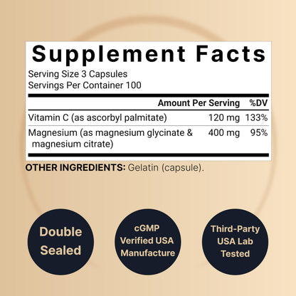Magnesium Complex 400mg | 300 Capsules | Glycinate & Citrate | Non-GMO