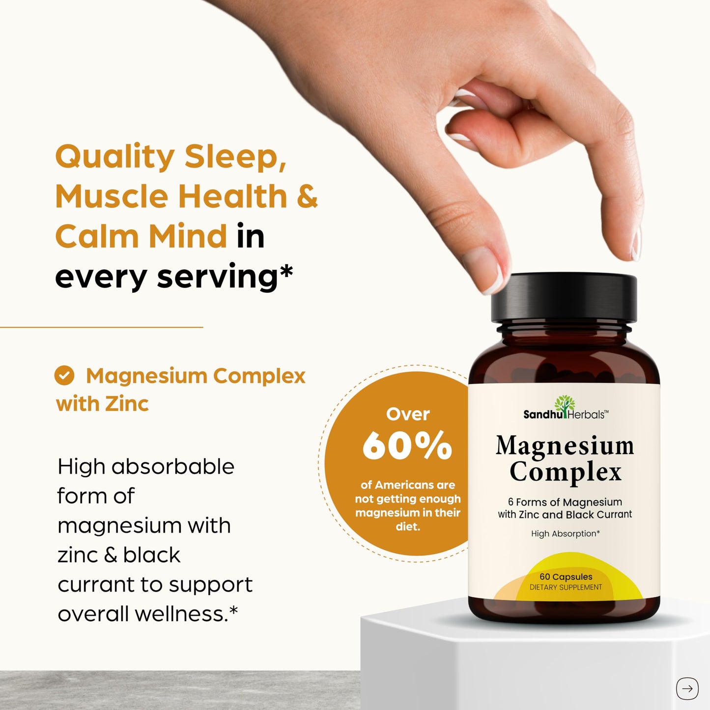 Magnesium Complex 500mg 6-in-1 with Zinc | Sleep & Muscle Health | 60 Capsules