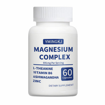 Magnesium Complex Supplement 60 Capsules – Glycinate, Citrate, Malate, L-Theanine, Ashwagandha, Zinc | Vegan - 30 Servings