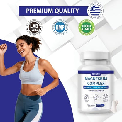 Magnesium Complex 7-Elemental – 1000mg Glycinate, Citrate & Malate | 90 Vegan Capsules