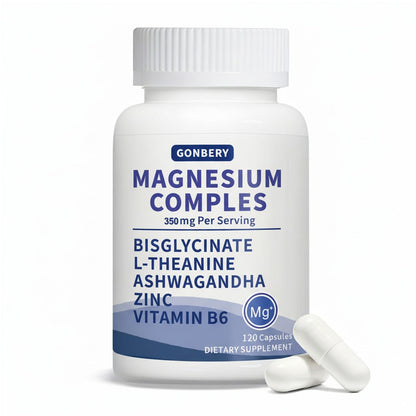 Magnesium Complex 7 in 1 with Ashwagandha & L-Theanine | High Absorption Bisglycinate, Citrate & Malate + Vitamin B6, Zinc | Support DeepCalm | Vegan, Gluten Free, 60 Servings