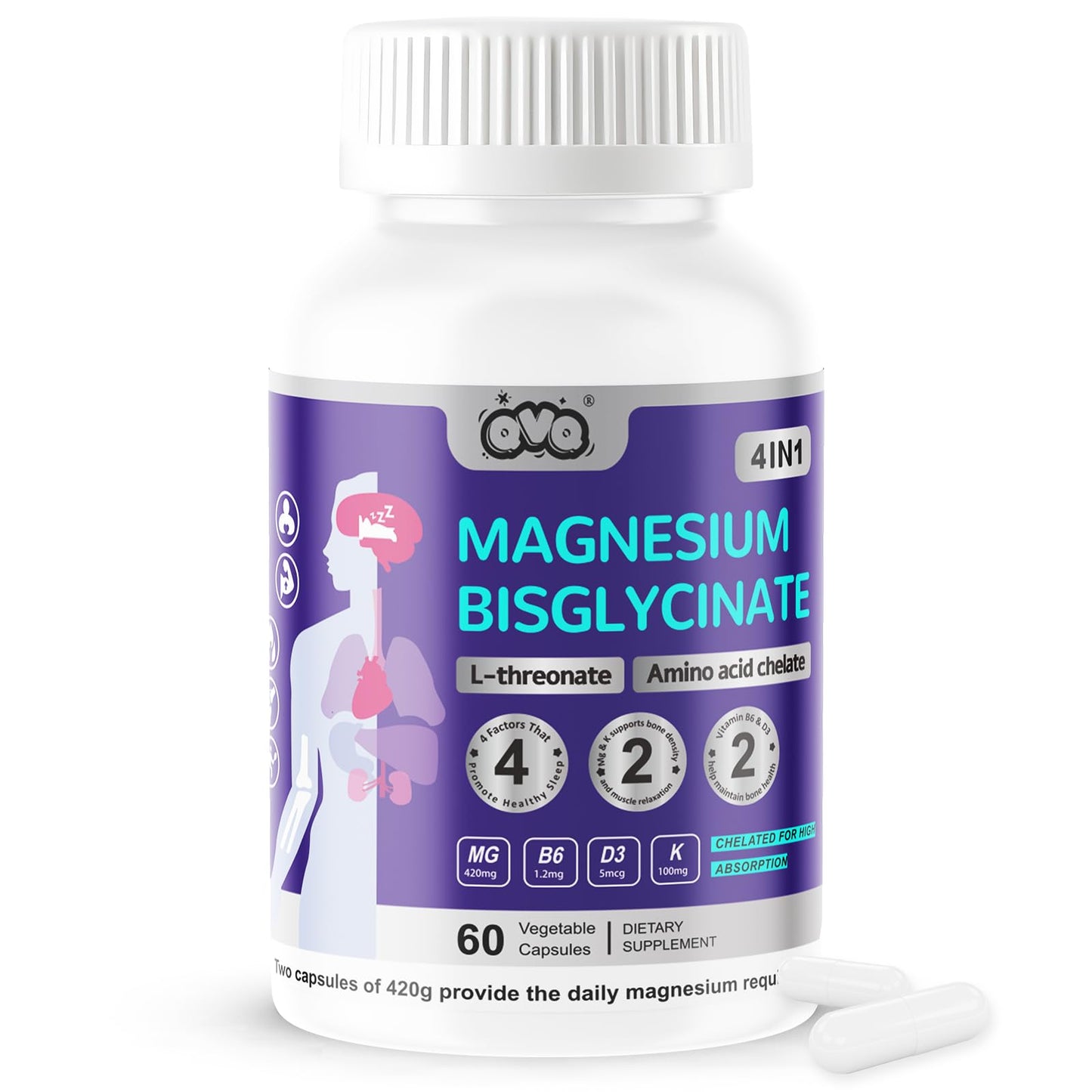 Magnesium Complex 420 mg | Bisglycinate & L-Threonate High-Absorption Formula