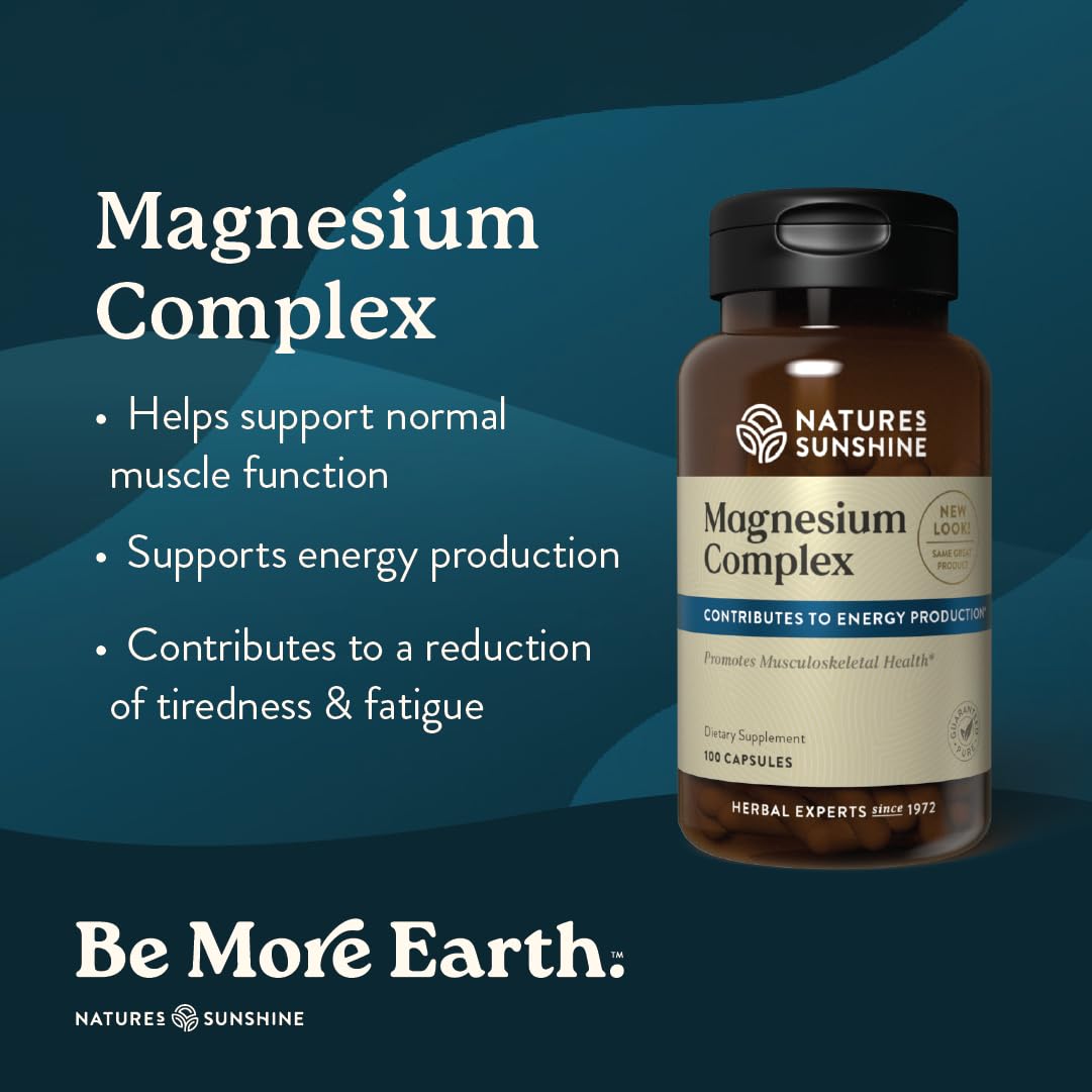 Nature’s Sunshine Magnesium Complex – High Potency Magnesium with Citrate & Malate | 50 Servings (100 Capsules)