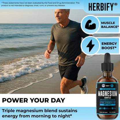 Magnesium Complex Drops - Magnesium Glycinate, Citrate & L-Threonate with Vitamin D, B6 & C | Potassium for Muscle, Mood, Heart & Nerve Support – Made in USA – 4 oz