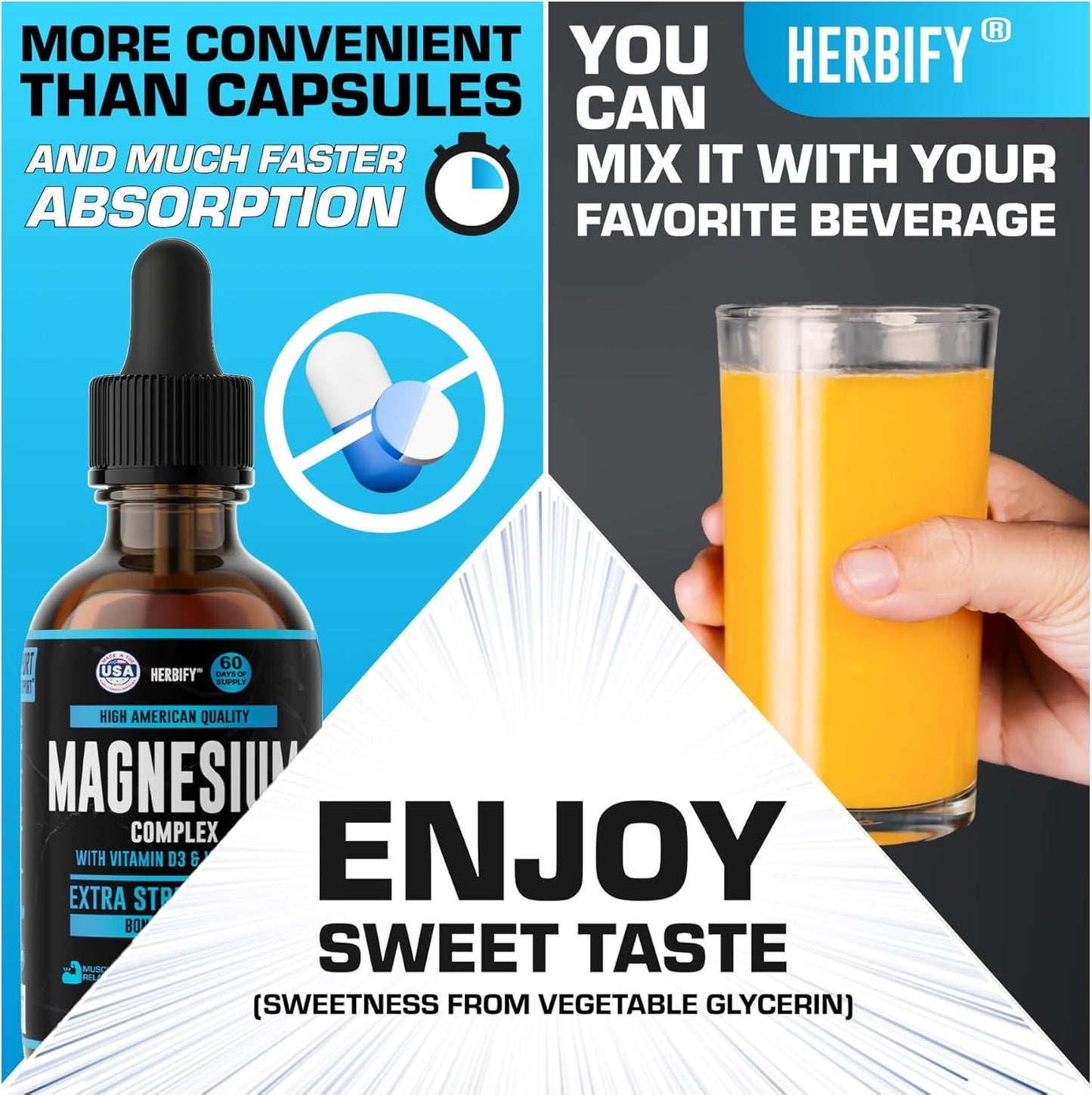 Magnesium Complex Drops - Magnesium Glycinate, Citrate & L-Threonate with Vitamin D, B6 & C | Potassium for Muscle, Mood, Heart & Nerve Support – Made in USA – 4 oz