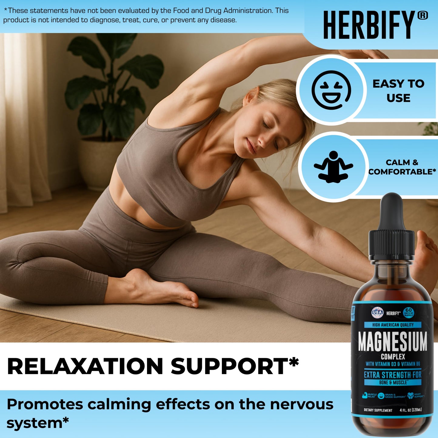 Magnesium Complex Drops - Magnesium Glycinate, Citrate & L-Threonate with Vitamin D, B6 & C | Potassium for Muscle, Mood, Heart & Nerve Support – Made in USA – 4 oz