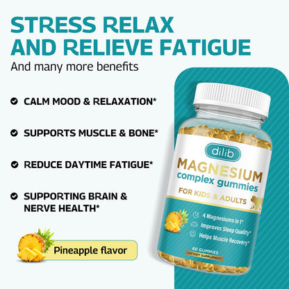 Magnesium Complex Gummies – Calm Chewables for Kids & Adults | Glycinate, Taurate, Citrate, Malate | 120ct