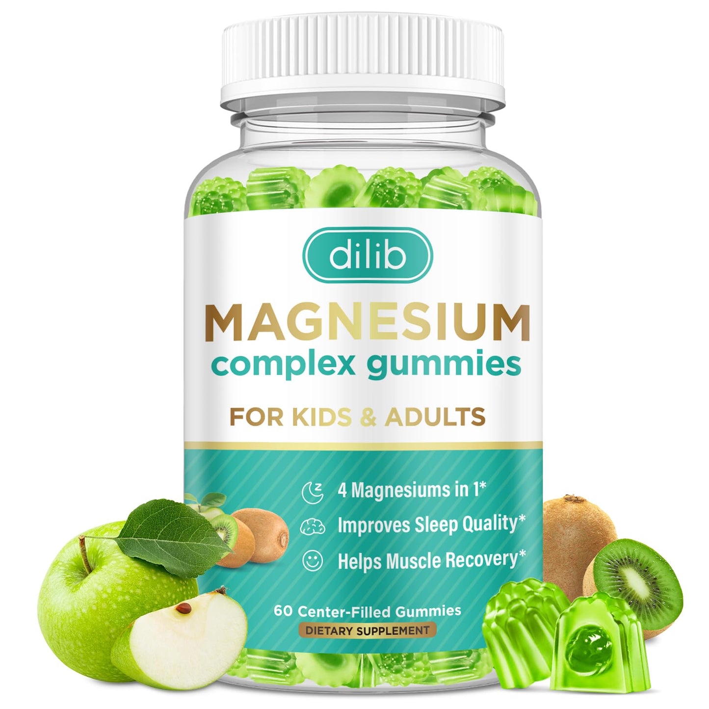 Magnesium Complex Gummies for Kids & Adults | Vegan 60 Gummies - Glycinate, Taurate, Citrate & Malate