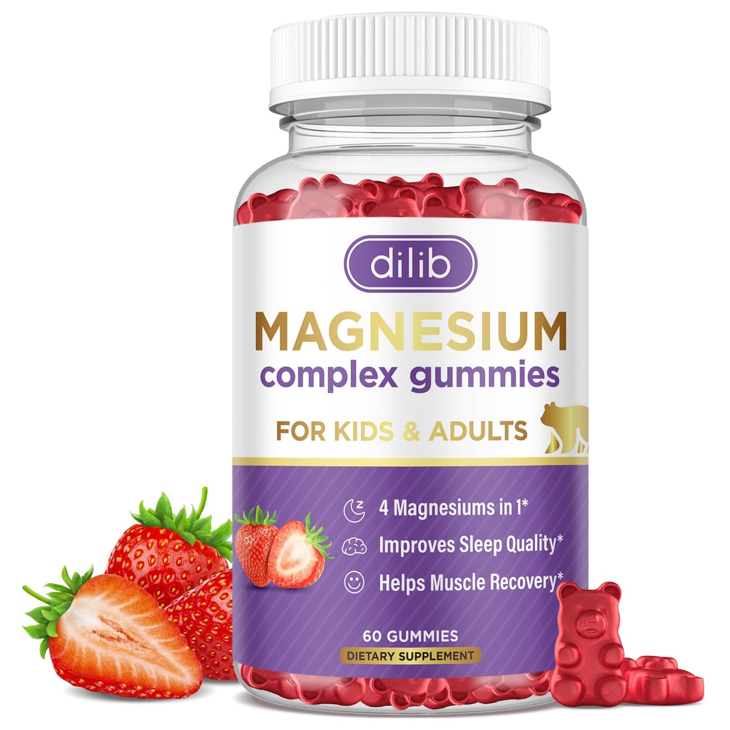 Magnesium Complex Gummies for Kids & Adults | Calm Chewable Gummies | 60 Gummies