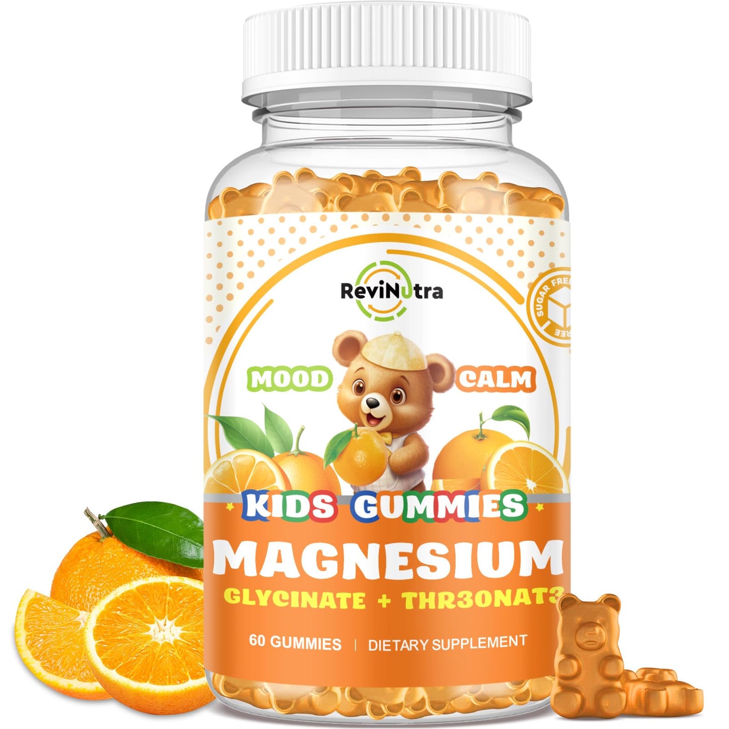 Magnesium Complex Gummies for Kids & Adults – Vegan, Sugar-Free Orange Flavor, 60 Gummies