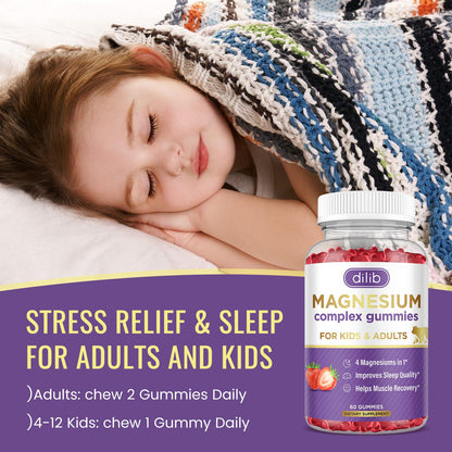 Magnesium Complex Gummies for Kids & Adults | Calm Chewable Gummies | 60 Gummies