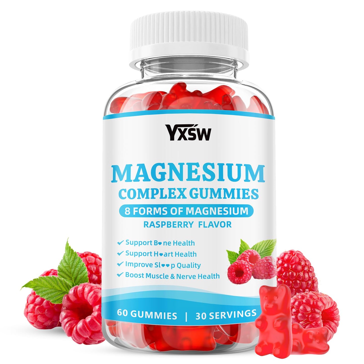 Magnesium Complex Gummies 8-Elemental 1000mg – Vegan, Raspberry, 60 Count