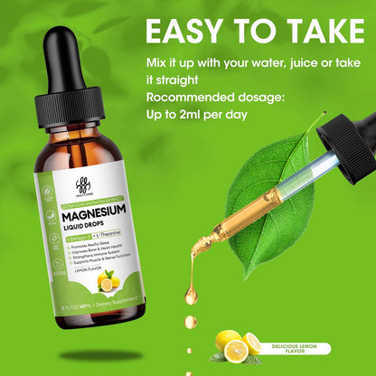 Magnesium Complex Liquid Drops – Glycinate, Oxide, Taurate & Citrate, Lemon 2 fl oz